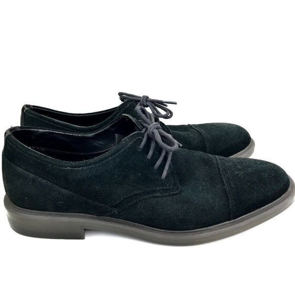Calvin Klein Upton Men's US 9.5 Black Suede Stitch Oxfords shoes Cap Toe 34F0582 - Picture 1 of 10